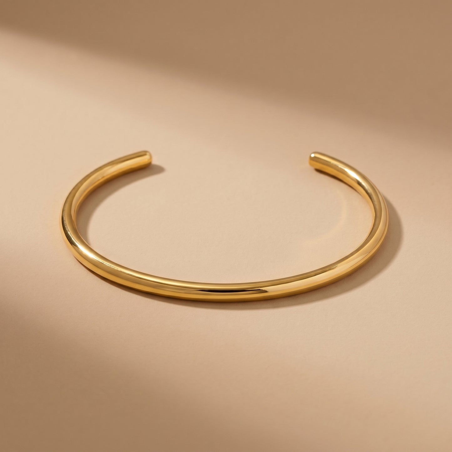 High quality Aura Minimalist Cuff Bangle by Floravisha on a beige background