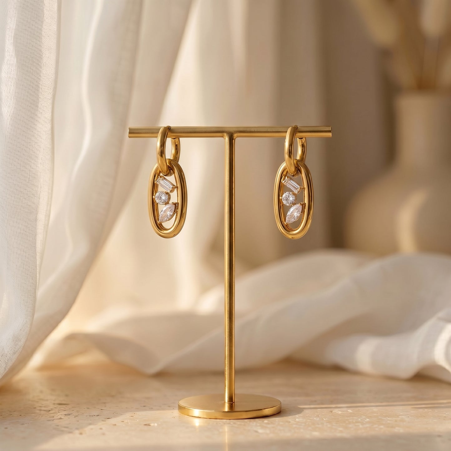 Sleek Celeste Link Earrings by Floravisha.