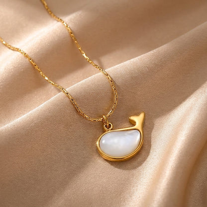 Natural Shell Whale Pendant Necklace