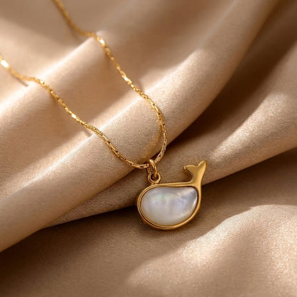 Natural Shell Whale Pendant Necklace