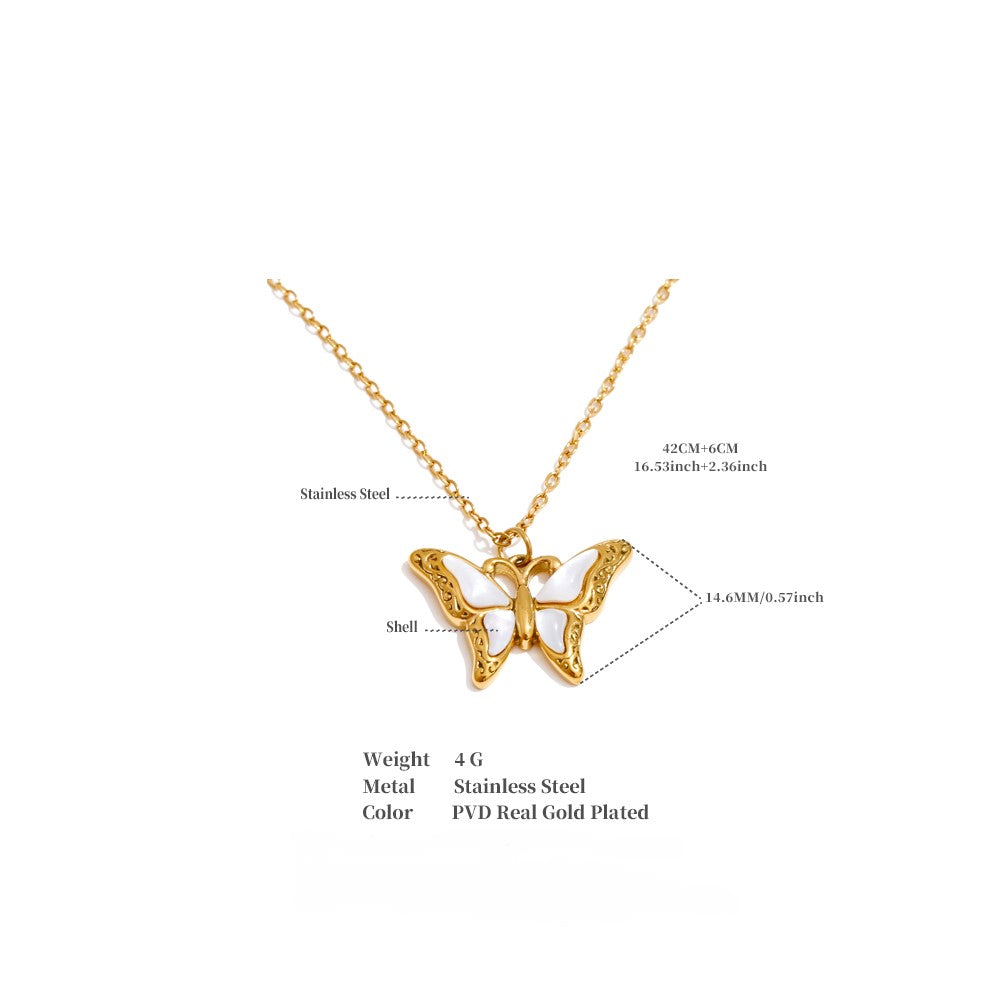 Gold butterfly necklace.