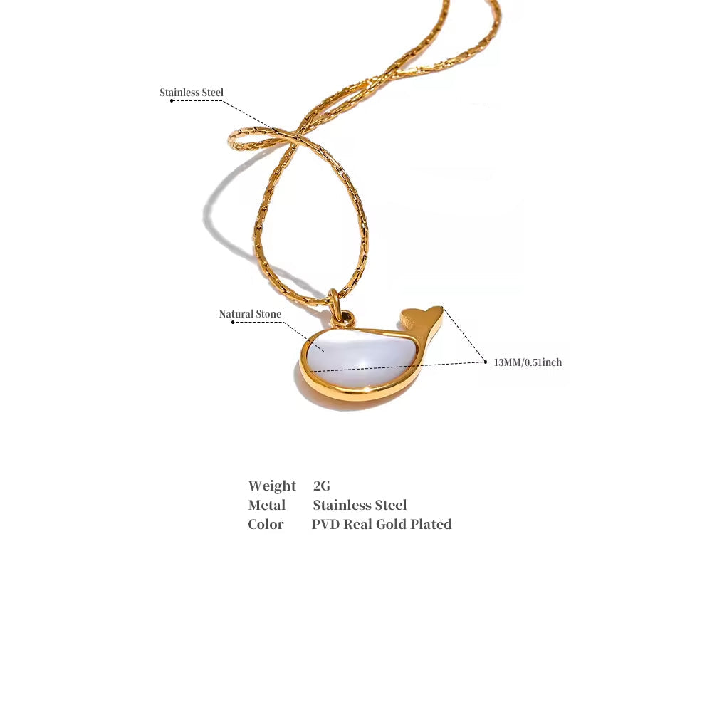 Gold pendant necklace with pendant.