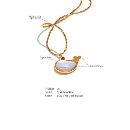 Gold pendant necklace with pendant.